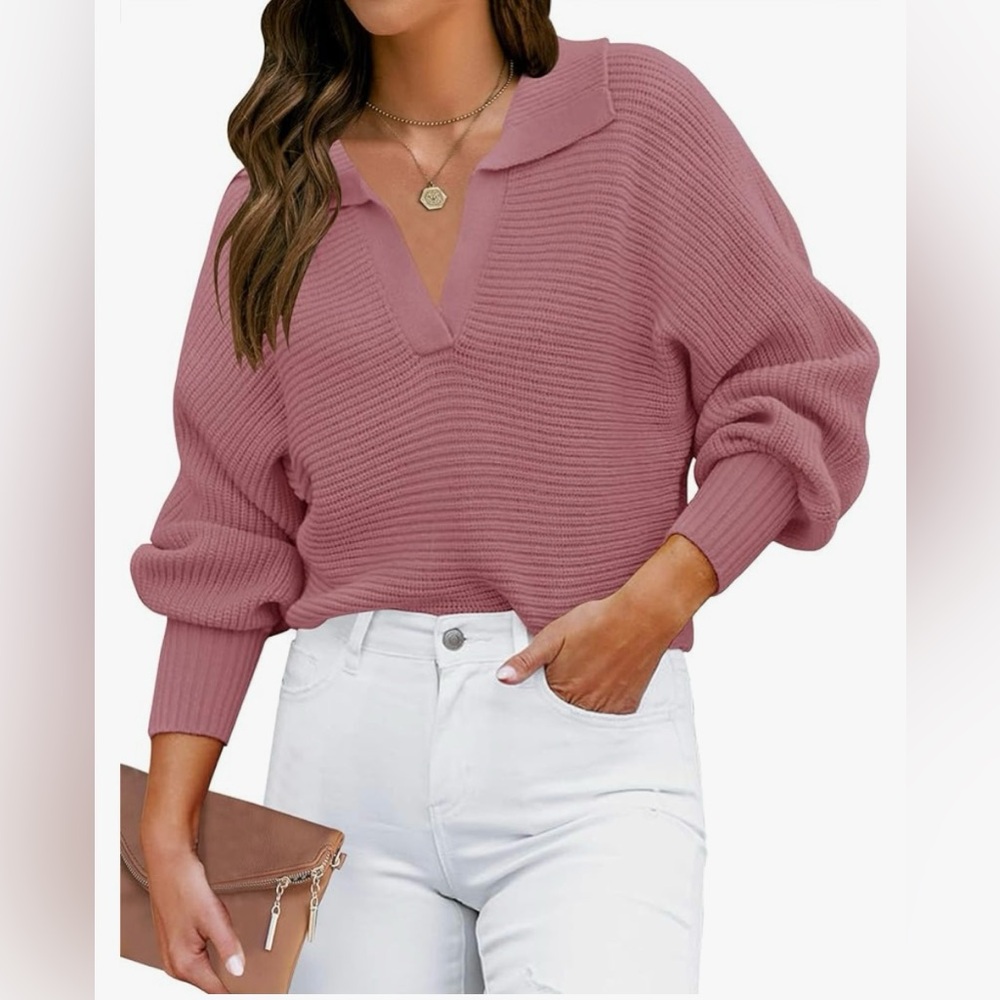Pink/coral collared sweater